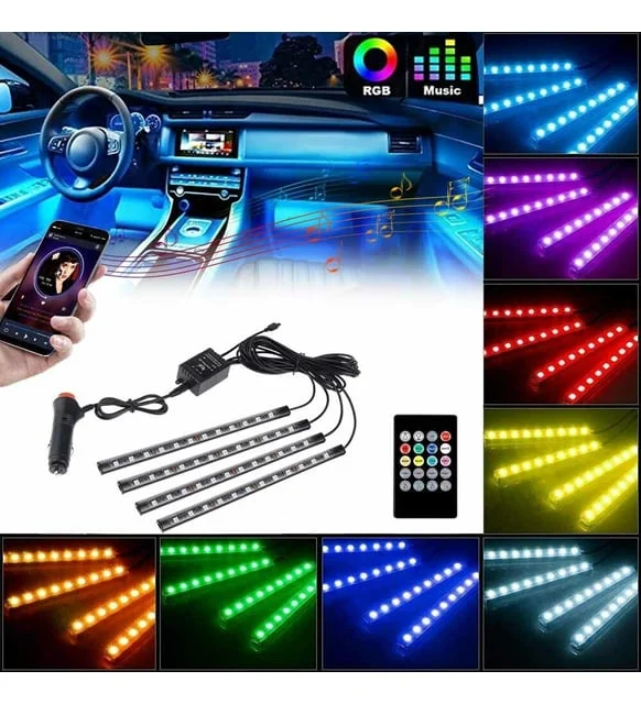 ARAÇ İÇİ AYAK ALTI  SESE DUYARLI LED 12 LED 7 RENK   ( 002614 )