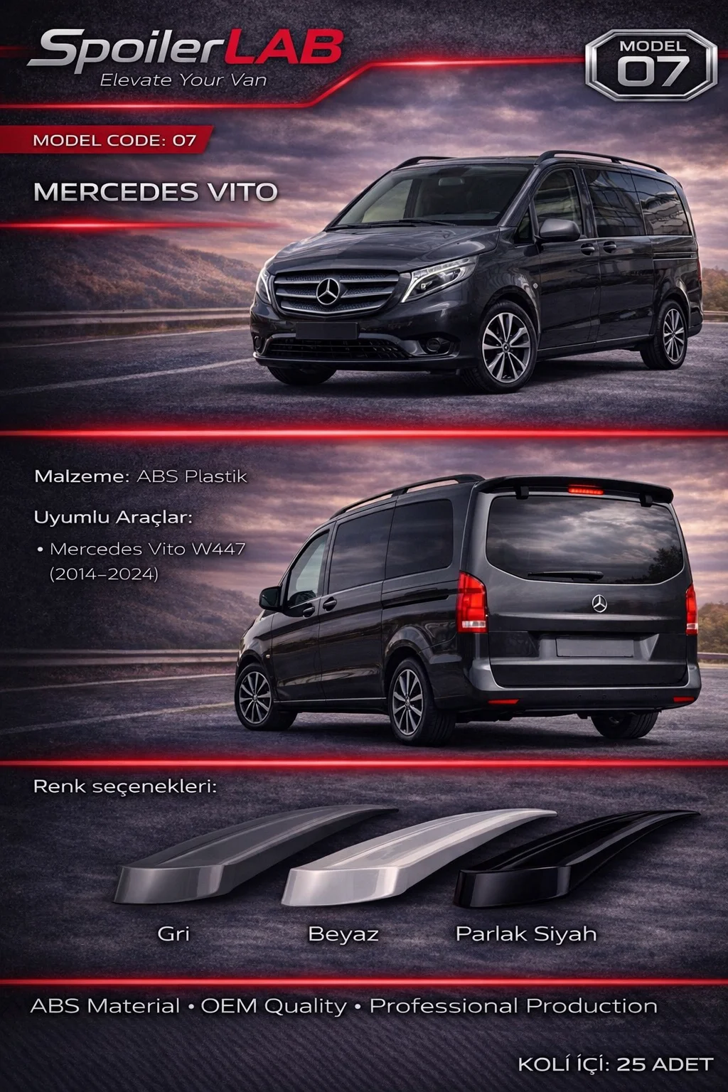 SPOİLER ABS PİANO BLACK NO:7 VITO 2015-