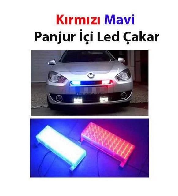 PANJUR ARASI ÇAKAR LAMBA  DİKDÖRTGEN  96 LEDLİ  KIRMIZI/MAVİ   ( 002584 )