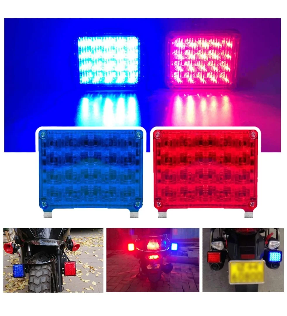 PANJUR ARASI ÇAKAR LAMBA  KARE 48 LEDLİ  KIRMIZI/MAVİ   ( 002577 )